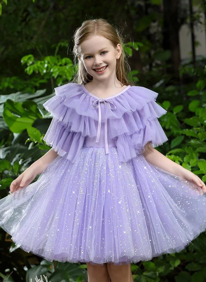 تايك تو فستان شبكي بسيور وتزيينات مع كيب تول